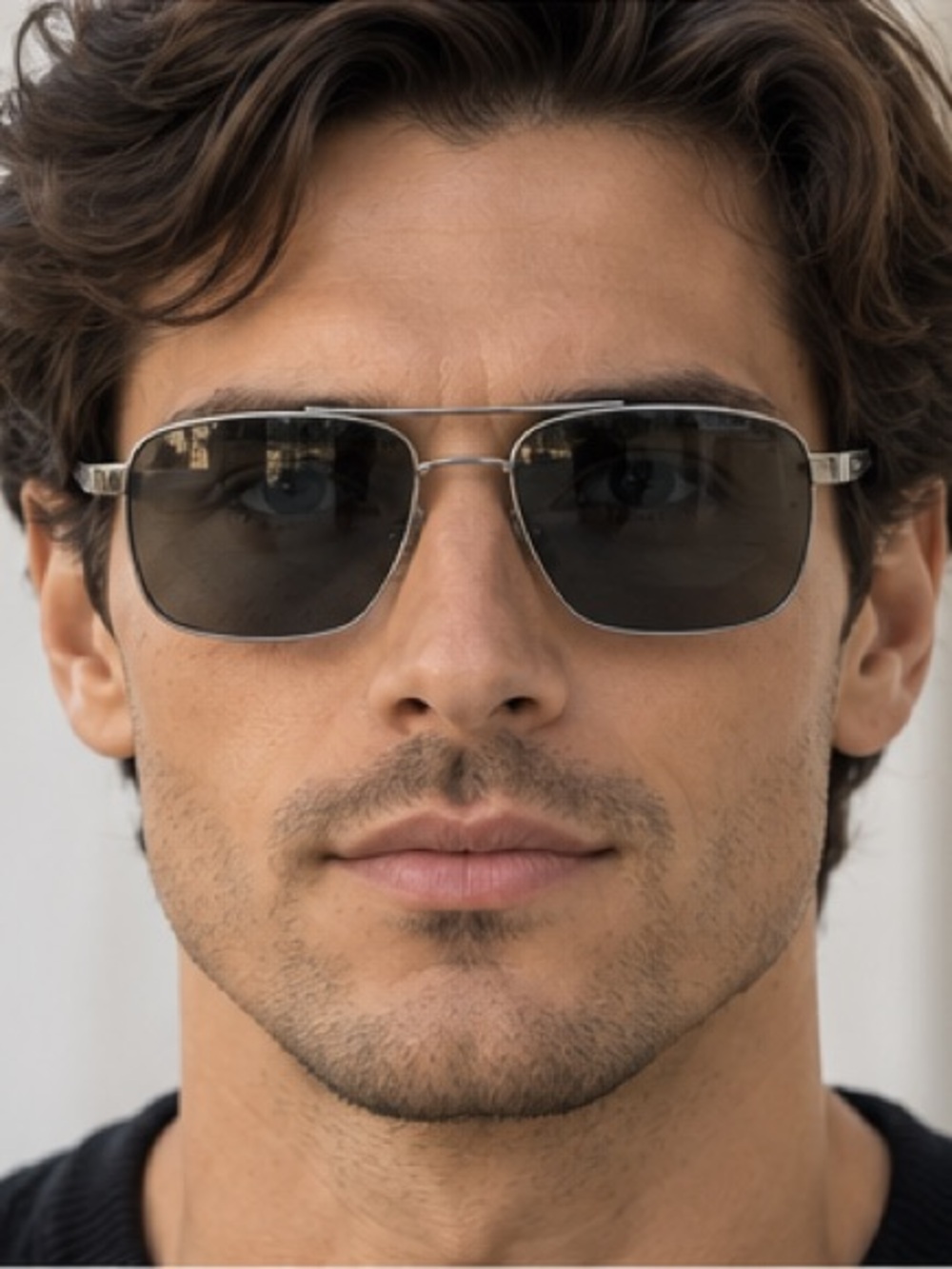 Prada Men's Silver Frame Sunglasses with Gray Lenses